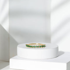 Baguette Cut Lab Grown Emerald Stackable Ring