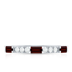 Natural Baguette Garnet Diamond Half Eternity Ring in East West Style