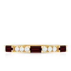 Natural Baguette Garnet Diamond Half Eternity Ring in East West Style