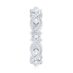 Vintage Inspired Moissanite Beaded Wedding Band