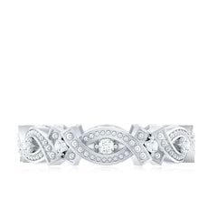 Vintage Inspired Moissanite Beaded Wedding Band