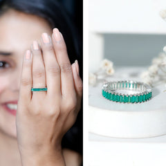 Lab Grown Emerald Baguette Eternity Band