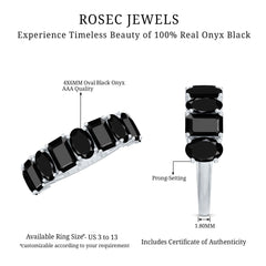 Oval and Emerald Cut Black Onyx Half Eternity Wedding Band