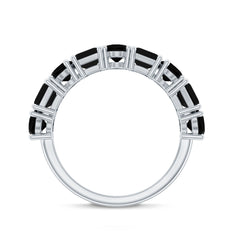 Oval and Emerald Cut Black Onyx Half Eternity Wedding Band