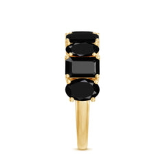 Oval and Emerald Cut Black Onyx Half Eternity Wedding Band