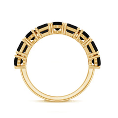 Oval and Emerald Cut Black Onyx Half Eternity Wedding Band