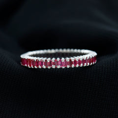 Real Baguette Ruby Full Eternity Ring for Women
