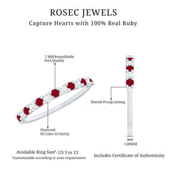 Natural Ruby Diamond Stackable Eternity Ring