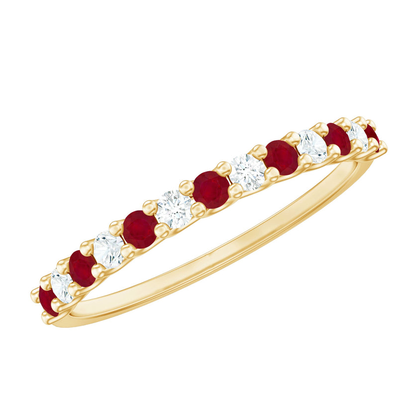 Natural Ruby Diamond Stackable Eternity Ring