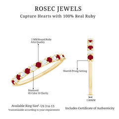 Natural Ruby Diamond Stackable Eternity Ring