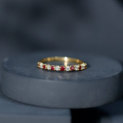 Natural Ruby Diamond Stackable Eternity Ring