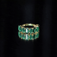 Certified Lab Grown Emerald Wedding Anniversary Band