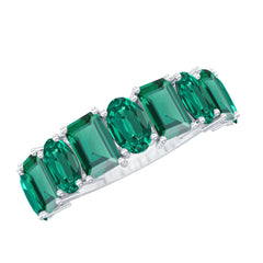 Certified Lab Grown Emerald Wedding Anniversary Band