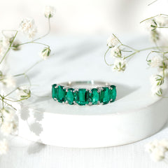 Certified Lab Grown Emerald Wedding Anniversary Band