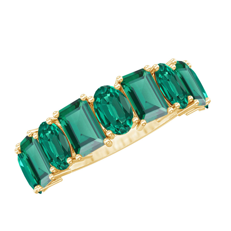 Certified Lab Grown Emerald Wedding Anniversary Band