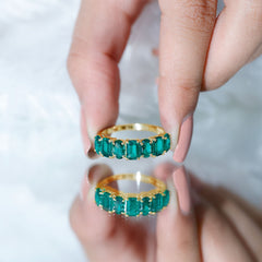 Certified Lab Grown Emerald Wedding Anniversary Band