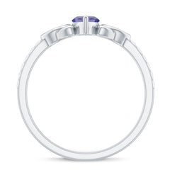 Real Marquise Tanzanite Diamond Engagement Ring with Celtic Knot