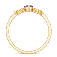 Real Marquise Tanzanite Diamond Engagement Ring with Celtic Knot