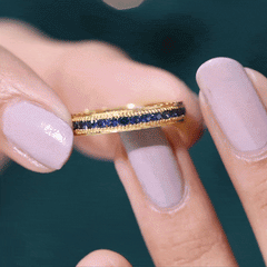 Certified Lab Created Blue Sapphire Full Eternity Ring in Channel Setting