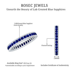 Certified Lab Created Blue Sapphire Full Eternity Ring in Channel Setting