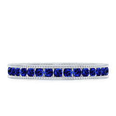 Certified Lab Created Blue Sapphire Full Eternity Ring in Channel Setting