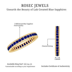 Certified Lab Created Blue Sapphire Full Eternity Ring in Channel Setting