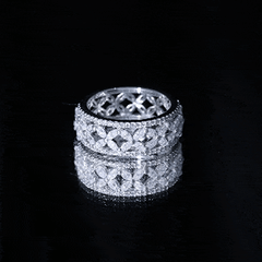 Certified Moissanite Flower Wedding Band for Women