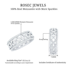 Certified Moissanite Flower Wedding Band for Women