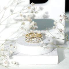Certified Moissanite Flower Wedding Band for Women