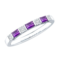 Bar Set Amethyst and Lab Diamond Anniversary Band Ring