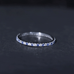 Certified Lab Grown Blue Sapphire Eternity Ring with Diamond