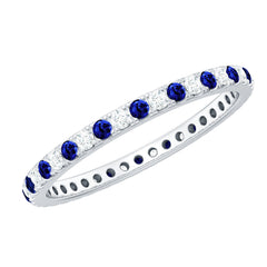 Certified Lab Grown Blue Sapphire Eternity Ring with Diamond