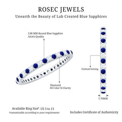 Certified Lab Grown Blue Sapphire Eternity Ring with Diamond