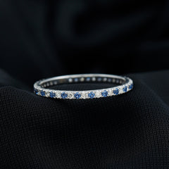 Certified Lab Grown Blue Sapphire Eternity Ring with Diamond