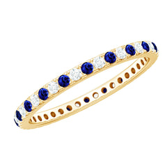 Certified Lab Grown Blue Sapphire Eternity Ring with Diamond
