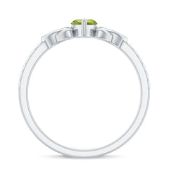 Natural 0.7 Carat Peridot Diamond Marquise Engagement Ring with Celtic Knot