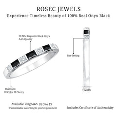 Bar Set Black Onyx and Diamond Half Eternity Wedding Band