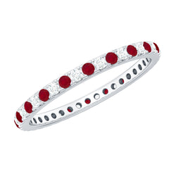 Real Ruby Full Eternity Stackable Ring with Moissanite
