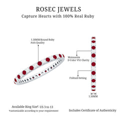 Real Ruby Full Eternity Stackable Ring with Moissanite