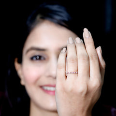 Real Ruby Full Eternity Stackable Ring with Moissanite