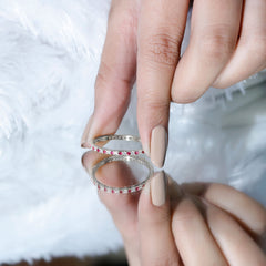 Real Ruby Full Eternity Stackable Ring with Moissanite