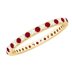 Real Ruby Full Eternity Stackable Ring with Moissanite