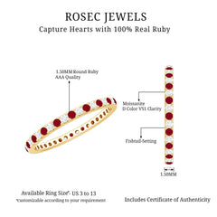 Real Ruby Full Eternity Stackable Ring with Moissanite