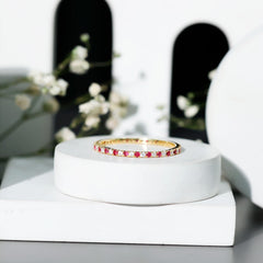 Real Ruby Full Eternity Stackable Ring with Moissanite