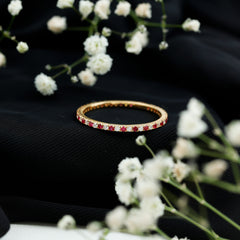 Real Ruby Full Eternity Stackable Ring with Moissanite