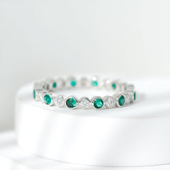 Alternating Set Lab Emerald and Moissanite Full Eternity Ring