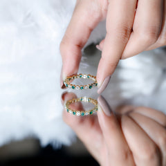 Alternating Set Lab Emerald and Moissanite Full Eternity Ring