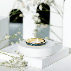 Natural London Blue Topaz Channel Set Eternity Band