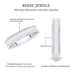 Baguette Cut Moissanite Wedding Band in Channel Setting