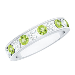 Certified Real Peridot Half Eternity Ring for Women